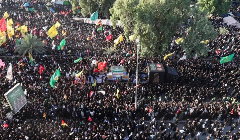 Popular Mobilization Forces Announce Millions Attend Funeral of Late Iranian Leader Ali Khamenei in Karbala